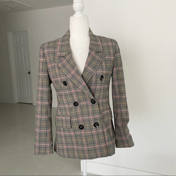 NY & Company Pink Plaid Double-Breasted Jacket - 7th Avenue - Picture 6 of 11
